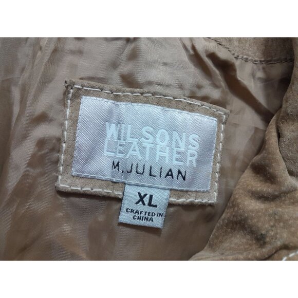 Wilsons Leather Mens Suede M. Julian Outdoor Fall Winter Leather Jacket XL Tan - Picture 5 of 9